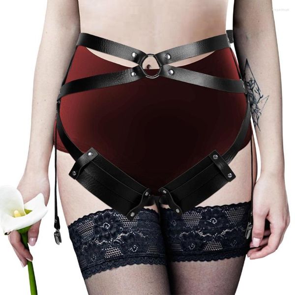 Ceintures jarretelles harnais pour femmes boucle de ceinture Punk Goth cuir Sexy fétiche Lingerie robe danse Rave Costume accessoires épée