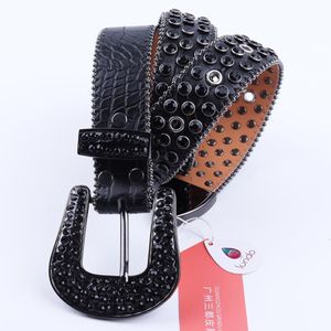 Ceintures véritables ceinture en cuir diamant noir pour femmes STRAPE DE LUXE de haute qualité Men de boucle punk jeans gaignement 2454