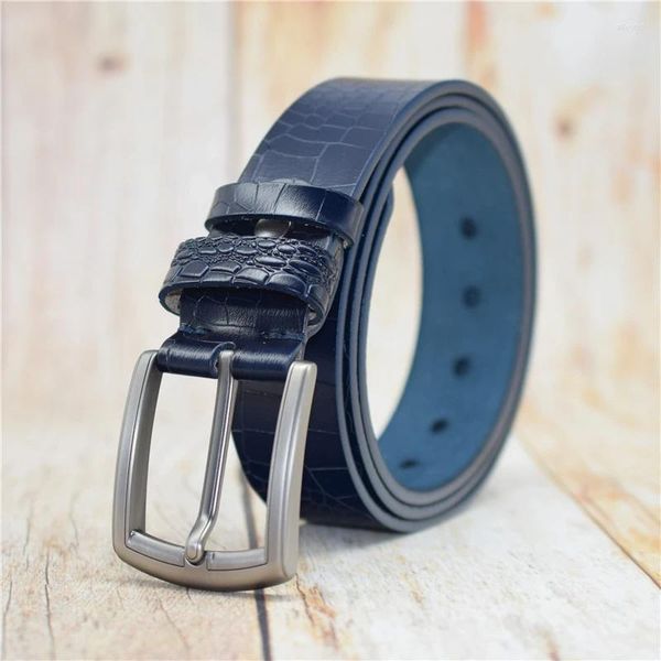 Cinturones Cinturón de cuero genuino para hombres negro/café/azul/blanco/verde/rojo 3,8 cm ancho hombre diseñador 100-130 cm más tamaño masculino espera