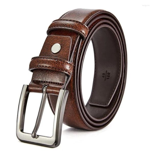 Cinturones Cinturón de cuero genuino para hombres Hebilla de alta calidad Jeans Cowskin Casual Business Cowboy Cintura Correa Regalo
