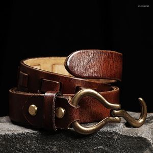 Ceintures en cuir véritable sabot Pick ceinture avec Western Cowgirl fait à la main hommes Vintage noir vieilli boucle en laiton équitation tissé