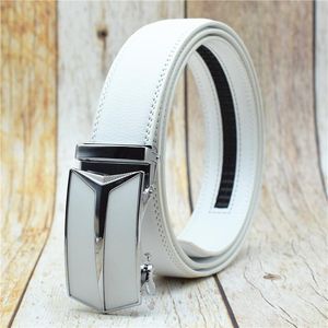 Ceintures en cuir véritable hommes ceinture noir/blanc/bleu/marron/rouge boucle automatique pour créateur de mode homme grande taille 90-130CM