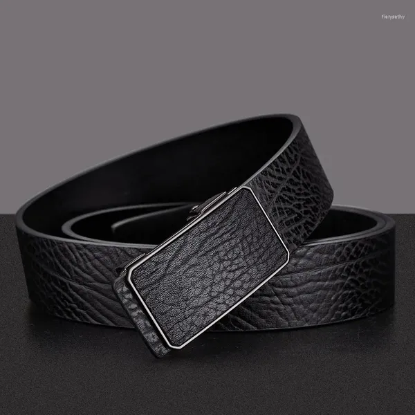 Ceintures Ceinture à boucle automatique en cuir véritable pour hommes Mode haut de gamme personnalisée et polyvalente