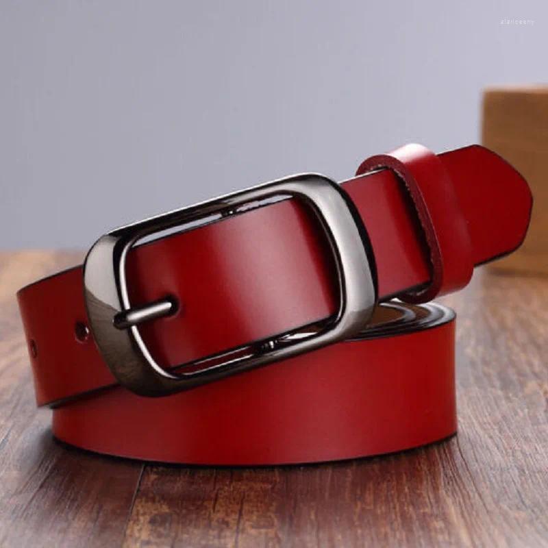 Belts Genuine Leather Women Belt Concise Students Girl Pin Buckle Jeans High Quailty Female Cowskin Waistband Korean Cowboy