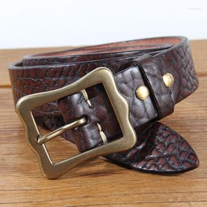 Ceintures Véritable Premium Véritable Ceinture En Cuir Pleine Fleur Hommes Travail Robuste Haute Dureté Boucle Mode Jeans Décontracté 3.8 cm