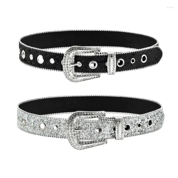 Ceintures Fille Cowgirl Cowboy Bling Strass Ceinture Cloutée Pour Femmes Hommes