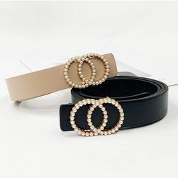 Cinturones Chica Doble anillo Círculo Faja Tachonado Perla Diseñador Hebilla Cinturón Correa de cuero PU para mujer Jeans Vestido Abrigo Cintura