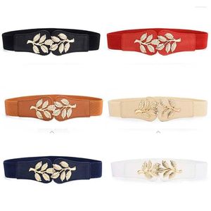 Riemen meisje jurk bloempatroon buckle dames stretch wrap riem metalen gordel blad vrouwen tailleband cummerbunds