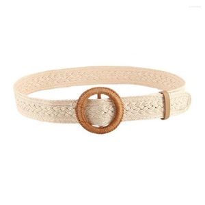 Riemen meisjes taillband vintage jurk riem bamboe buckle single circle