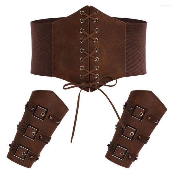 Ceintures GK femmes Renaissance taille ceinture avec PU cuir Sleevelet 19 cm Cincher ceinture attaché Corset élastique sous le buste A30