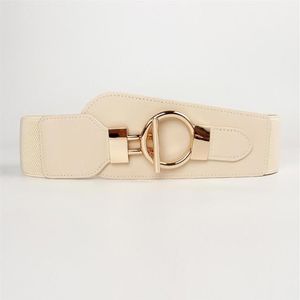 Cinturones Cinturón de hebilla dorada para mujeres Moda de elástica ELASTIC ELASTIC Black Beige Color Vestido y regalo Cummerbunds312p