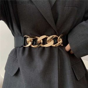 Riemen Gouden ketting riem elastische zilveren metalen taille riemen voor vrouwen ceinture femme stretch cumberbanden dames jas ketting riem taillebandY240315