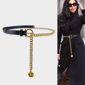 Ceintures chaîne en or ceinture femme taille Punk métal ceinture longue concepteur pour les femmes de haute qualité manteau robe Corset fleur pièce