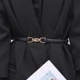 Ceintures couleur or boucle taille ceinture pour femmes en cuir PU mince dames robe réglable sauvage noir sangle femme Wasitband