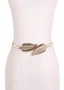 Ceintures or silvery leaf forme de mariage concepteur élastique pour femmes fille stretch skinny ceinture cummerbunds metal feme5716655