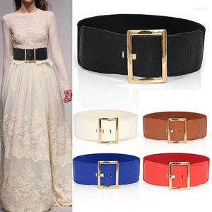 Riemen Gouden Vierkante Gesp Vrouwen Taille Riem Mode Brede Elastische Jurk Accessoires Voor Luxe Decoratieve Tailleband 2023