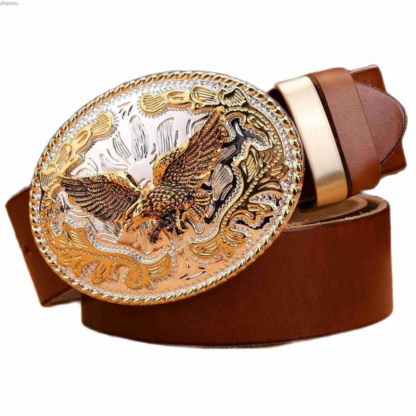 Ceintures Golden Eagle Buckle Full grain True Le cuir% en cuir authentique Eagle Mens CEIND LUXE LUXE LUXE QUALLE DENIM BRORM