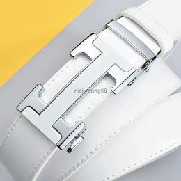 Ceintures Golf hommes luxe ceinture mode nouveau cuir boucle automatique blanc coréen pantalon ceinture jeunesse tendance blanc ceinture 110 -125 cm
