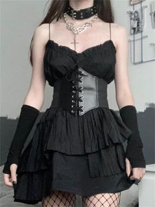 Gürtel Goth Dunkles Leder Bund Gothic Punk Damen Korsetts Bustier Grunge Emo Bandage Alternative Kleidung Patchwork Pu KummerbundGürtel