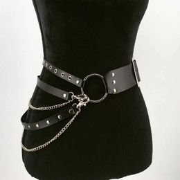 Riemen Goth Punk Corset Riem Verstelbare Vrouwen Taille Metalen Ketting Rok Lederen Riemen Harnas Nachtclub Hiphop Rock Sexy Jurk tailleband