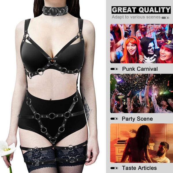 Ceintures goth sexy carrosserie complète ceinture Bondage lingerie femme punk pu cuir soutien-gorge poitrine bretelles slim été