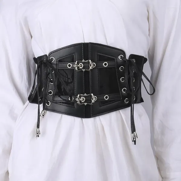 Ceintures Gothic Black en dentelle ceinture avec élastique décoration à la mode mince des vêtements pour femmes rétro féerie grunge