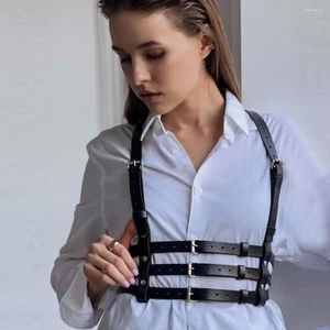 Cinturones góticos hechos a mano de cuero PU para mujer, arnés de pecho, correa de Bondage, ropa Punk Harajuku, accesorios de moda, cinturón ajustable