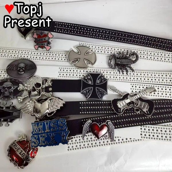 Ceintures gothiques Harajuku Punk Lady hommes Rivet femmes ceinture Hip Pop Star sangle Vintage croix crâne Bling cadeau