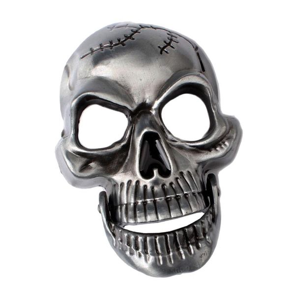 Cinturones Gothic Punk Skull Skelleton Head Hebilla de cinturón de cuero plateado Hombres JawBelts con bisagras BeltsBelts