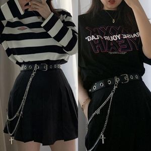 Ceintures gothiques punk femmes pantalons jeans chaîne de taille avec métal croix papillon pendant harajuku pantalon hip hop bijoux ceinture joelry 2436