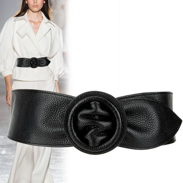 Ceintures H3283 peau de vache taille joint dame Simple large ceinture femmes mode couleur Pure rétro Vintage en cuir véritable haut de gamme ceinture