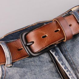 Ceintures faites à la main rétro hommes ceinture en cuir Simple luxe boucle ardillon jean première couche peau de vache décontracté authentique