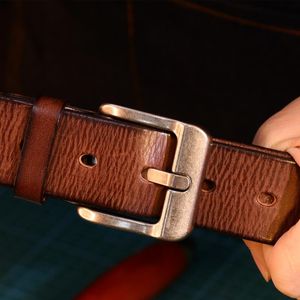 Ceintures faites à la main Style rétro boucle ardillon concepteur épaissir peau de vache hommes ceinture 100% cuir véritable jean ceintures souples