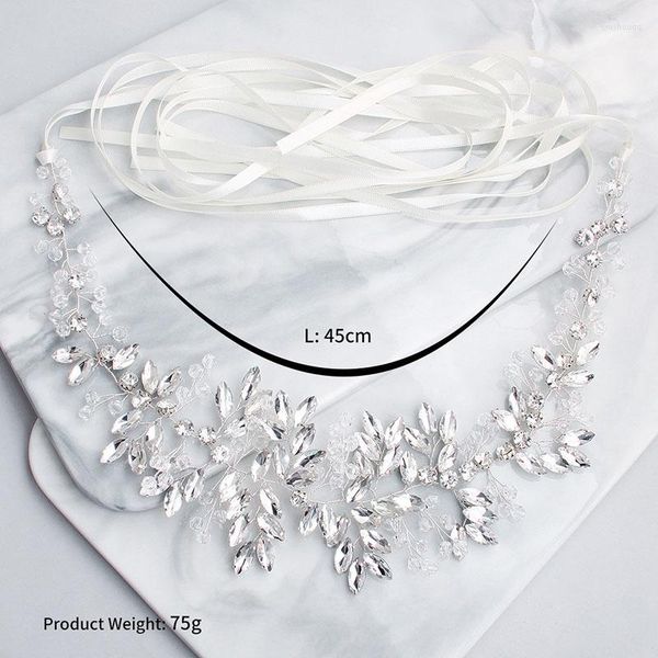 Cinturones Cinturón de diamantes de imitación hecho a mano Fajas nupciales de boda para vestido de dama de honor con cuentas