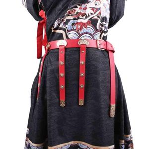 Ceintures hanfu ceinture hommes femmes alliage en cuir accessoires de cosplay anciens rouges noirs pour 267b