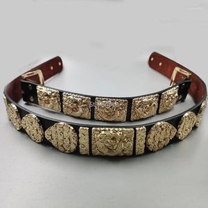 Riemen Hanfu-riem Ronde hals Gewaad Oude stijl Vliegende vispak Unisex Tweelaags leer