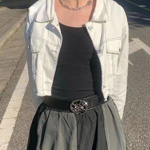 Ceintures Harajuku pour femmes corée PU cuir boucle croisée jean ceinture noire Chic dames Vintage sangle femme ceinture