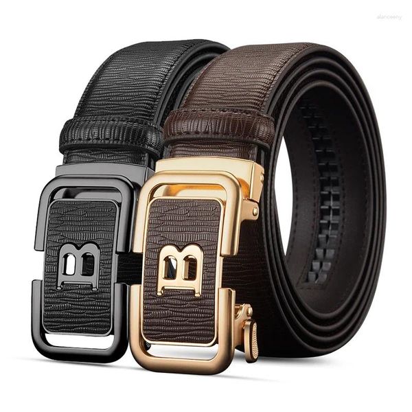 Ceintures HCDW Ceinture Mâle Noir Marron Automatique En Cuir Véritable Élastique Pour Hommes Marque De Luxe Designer De Mode Pantalon De Golf Homme