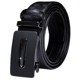 Ceintures Hi-Tie en cuir noir hommes boucle à cliquet automatique hommes ceinture travail d'affaires hommes hommes taille sangles amovible libération facile