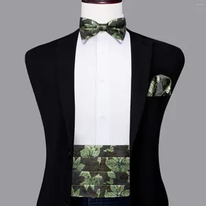 Cinturones Hi-Tie Diseñador de lujo Green Cummerbund Bow Tie Set Formal Tuxedo Corset Cinturón elástico para hombres Boda Cummerbunds