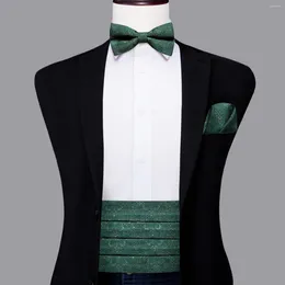 Ceintures Hi-Tie Designer de luxe Solide Vert Cummerbund Bow Tie Set Formelle Tuxedo Corset Ceinture élastique pour hommes Mariage Cummerbunds