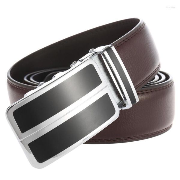 Cinturas de cuero de alta gama Cinturón de negocios jóvenes pantalones de piel de vaca con logotipo impreso