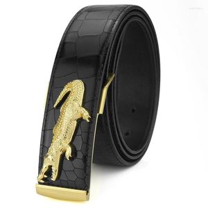 Riemen hoogwaardige krokodilge gespelde riem voor mannen luxe lederen lederen taille riem koper luxe casual ceinture homme homme