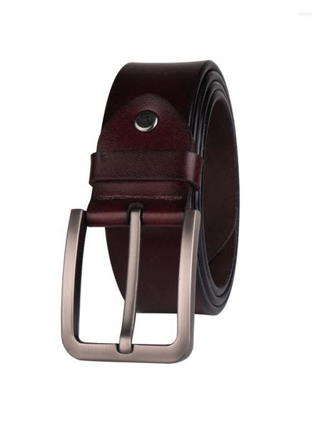 Cinturones Diseño de alta calidad Cinturón de cuero vintage Hombres Jeans anchos Pantalones casuales Accesorios Negro Marrón Naranja 105-130CM