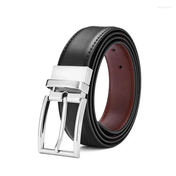 Ceintures Ceinture en cuir véritable pour hommes de haute qualité avec boucle rotative - large peau de vache double face polyvalente et décontractée