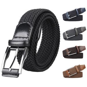 Riemen hoogwaardige mannen dames canvas pin buckle casual elastische tailleband gevlochten jeans riem 100 cmbelts