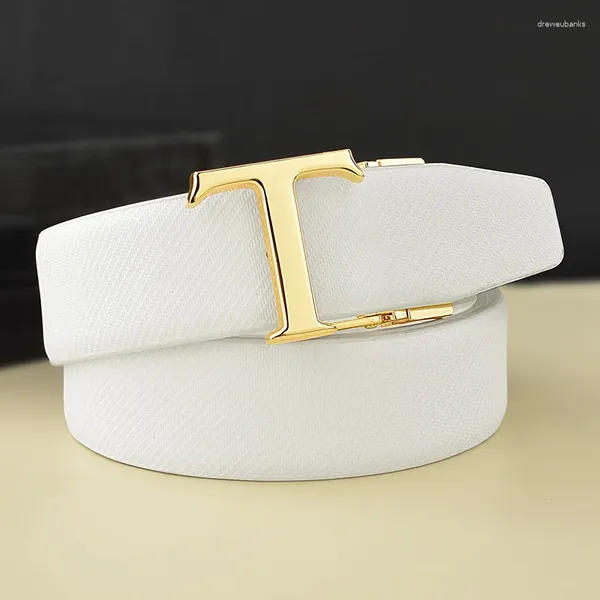 Ceintures de haute qualité personnalité T lettre hommes mode cuir Designer Ceinture jeunes étudiants luxe blanc Ceinture Homme