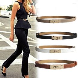 Riemen hoogwaardige dunne feestkanaalskleding jurk vrouwen elegante rok luxe accessoire golden lock stevige kleur pu tailleband