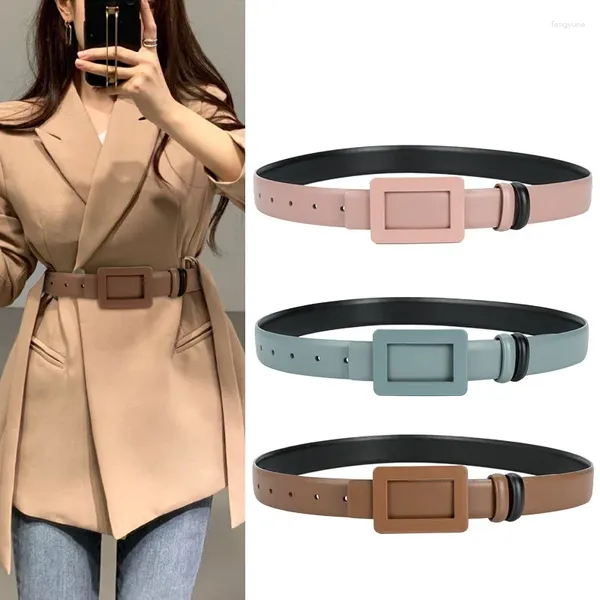 Ceintures de haute qualité Mode féminine Tendance sauvage Mince Ceinture en cuir décorative Taille pour robe Denim Boucle Designer