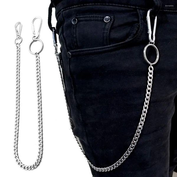 Ceintures Hipster Jeans longues chaînes métal rue acier inoxydable porte-clés chaîne ceinture pantalon